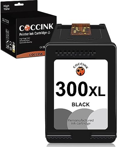 COCCINK 300XL (1 Schwarz) Wiederaufbereitete Druckerpatronen Ersatz für HP 300 XL für Envy 100 110 120 Deskjet D2660 D5560 F2480 F4280 F4580 PhotoSmart C4600 C4680 C4780 Drucker