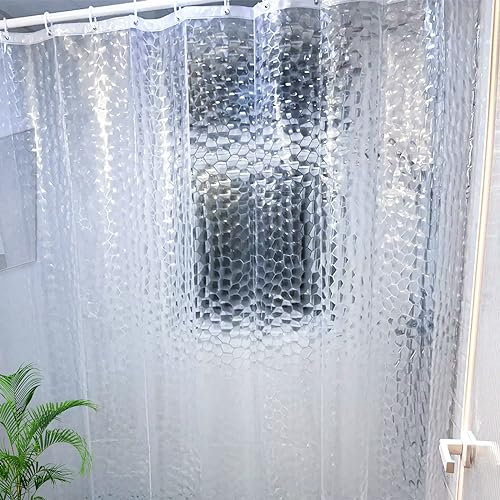 Forro de cortina de ducha transparente de 74 pulgadas de largo, EVA 7G, forro de cortina de ducha de plástico impermeable de 72 x 74 pulgadas con 3 imanes grandes, cubo de agua, sin olor