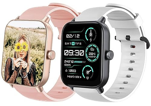 Blueshaweu Armband Kompatibel mit TOOBUR IDW16/ IDW19 Smartwatch, Sport Silikon Ersatz Uhrenarmband Für TOOBUR IDW16 / TOOBUR IDW19 / Loddery IDW19 Smartwatch (weiß+Rosa)