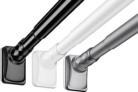 Gardinenstange Ohne Bohren, 0.4m-4.0m, Ø32mm Teleskop-Duschvorhangstange, Ausziehbare Teleskopstange, Klemmstange Lange verstellbare Gardinenstange für große Fenster (2.6-3.5m, Grau)