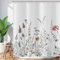 ASDCXZ Tenda da doccia a fiori, 180 x 220 cm, primavera, semplicità, rosso, viola, colorato, verde, foglie bianche, per bagno, lavabile, in poliestere, impermeabile, per vasca da bagno con 12 ganci