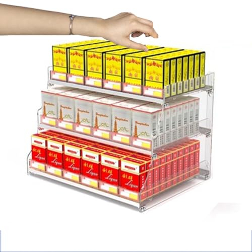Multicouche Porte-Cigarettes Présentoir Type De Mur sur Pied Pousse-Cigarette Automatique pour Commissaire Porte-Cigarettes Épicerie Armoire À Fumée (Color : Clear, Size : 56.5x29x32.5cm)