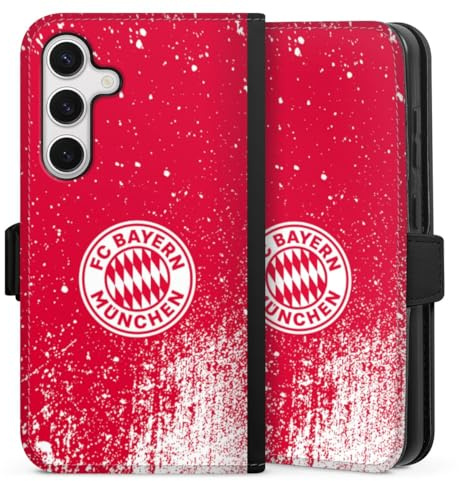Klapphülle kompatibel mit Samsung Galaxy S 24 Handyhülle aus Kunst Leder schwarz Flip Case FC Bayern München Offizielles Lizenzprodukt FCB