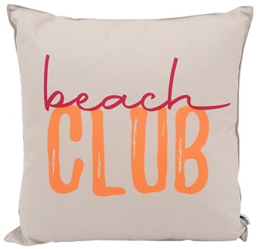 CB Home & Style Outdoor Garten Kissen Wasserabweisend 45x45cm mit Füllung - Sommer (Beach Club - beige/pink/orange)
