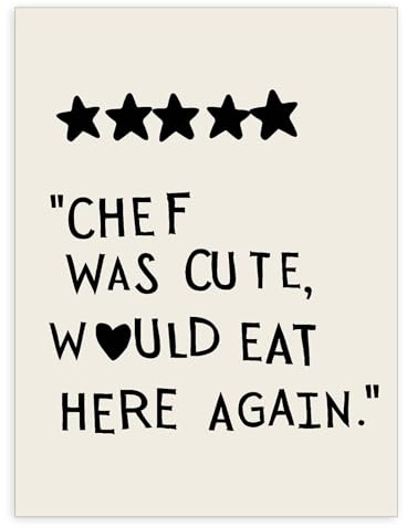 CAXIYSH Trendiges lustiges Leinwandbild, Motiv: Chef Was Cute Would Eat Here Again, minimalistisches Herz, Retro, ästhetischer Druck für Küche, Esszimmer, Wanddekoration, 30,5 x 40,6 cm, ungerahmt