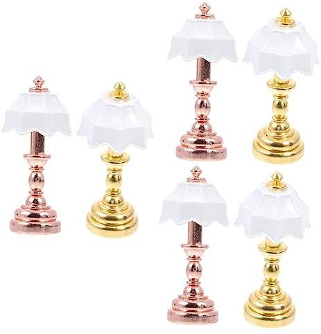 Toyvian 6 Pcs Dollhouse Table Lamp Miniature Furniture Model Dollhouse Lights Battery Operated Mini House Adornment Miniature Table Battery Desk Lamp Creative Light Ob11 Iron Metal