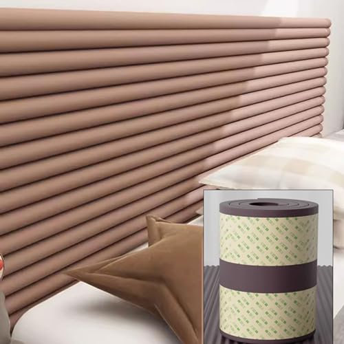 Wandkissen Wandpolster Bett 200cm, Wandpolster Kinderzimmer, Polsterpaneel Wand, Antikollision/Isolierung, Wandpolster Selbstklebend Wandschutz Bett für Kinder,Brown, 2 Pcs 20x200 cm