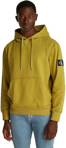 Calvin Klein Badge Hoodie J30J323430, Felpe con Cappuccio, Uomo, Verde (Willow), XL
