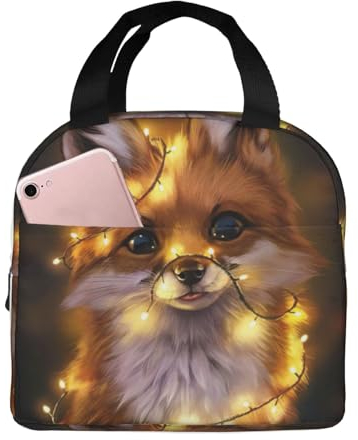 EdWal Bonita lonchera con estampado de zorro para mujeres y hombres, bolsa de almuerzo reutilizable aislada, para el trabajo, viajes, picnic
