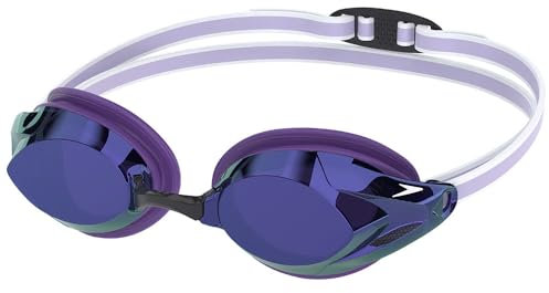Speedo Vanquisher 3.0 Mirrored Gafas de natación para Mujer, Purple Haze/Iris/Silver Mirror, One Size