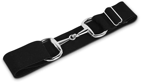 CELAEQ Kids 1.5 inch, Equestrian Belt for Horseback Riding, Adjustable Elastic Belts for Girls, Belt for Riding Breeches (Classic Black with Silver Buckle)