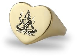 ANEMONE JEWELRY Personalisierter Hindu-Ring - Lord Shiva Gold Siegelring - Hindu-Schmuck - Herzförmiger Ring
