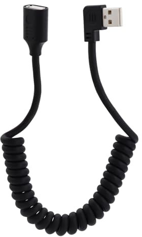 LANMINGLEL USB 2.0 Male to Female Coiled Cable USB Spring Cable USB 2.0 Extension Cable Retractable USB Data Transmission Cord for Printers, Cameras, Mouse and Other USB Computers (Right)