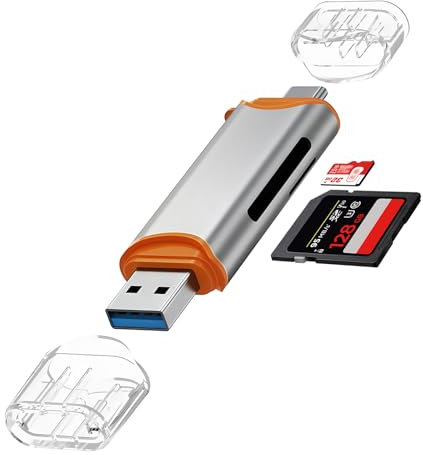 Oblinple SD Kartenleser, Micro SD Kartenlesegerät Dual Stecker USB 3.0 USB C Card Reader Highspeed Mini Karte OTG Adapter, USB Stick mit Karten Lesegerät für Android Windows Mac OS Samsung Handy usw