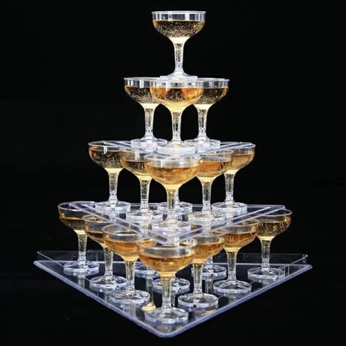 Présentoir de tour de champagne, présentoir de champagne en acrylique à 3 niveaux avec 22 verres à champagne, tour de vin de mariage for coupes de champagne for bar à domicile d'anniversaire de mariag