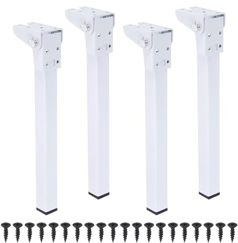 sourcing map Lot de 4 pieds de table pliants en métal de 30 cm - Pieds de rechange pour armoire, canapé, chaise, lit - Blanc