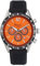Ravel Pro - Runde Edelstahl-Chronographenuhr mit Datum - 100m Wasserdicht - Japanischer Analogquarz - RPR-001M - Schwarzes Silikonarmband/Orangefarbenes Zifferblatt