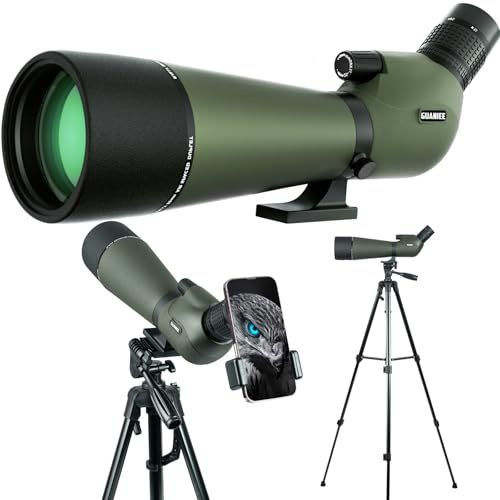 GUANIEE 25-75x80 Spotting Scope for Target Shooting with Upgraded Tripod Carrying Bag and Phone Adapter Spotter Scope for Bird Watching, Wildlife Viewing
