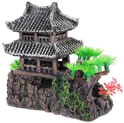 Toddmomy 4pièces Ornement Résine De Maison pour Aquarium Décoration De Cachette pour Poissons Décoratif Et pour Aménagement De Réservoir Et Création Ambiance