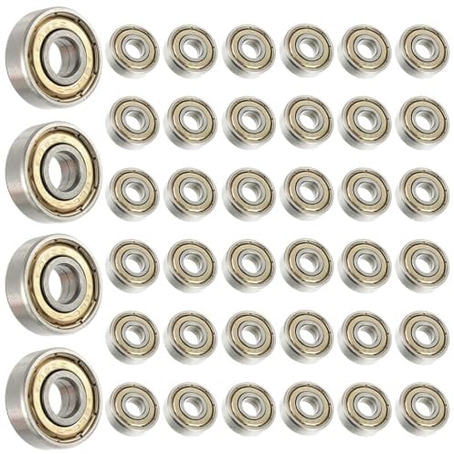 HUAREW 40 Pezzi 608 ZZ Cuscinetto A Sfera, Cuscinetti a Sfera in Miniatura, Miniature Groove Cuscinetti a Sfere, per Skateboard, Scooter, Pattini in Linea (8 mm x 22 mm x 7 mm)