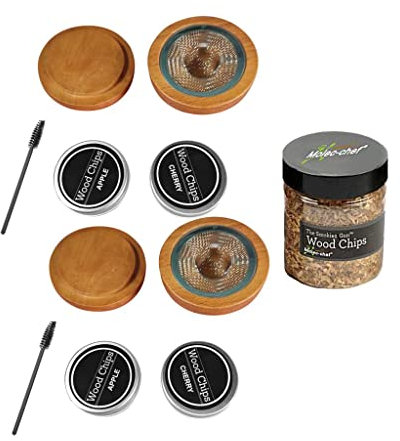 2 x Old Fashioned Cocktail Smoker Kit mit 70 g Holzspänen für Fleisch, Käse und Getränke