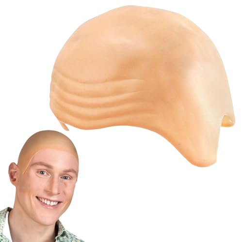 Latex Kahle Kappe, Glatzenkappe, Perücke Glatze, Bald Cap Pitbull, Gargamel Kostüm für Cosplay Prop, Gru und Vector Zubehör, Halloween für Kinder und Erwachsene (Hautton)