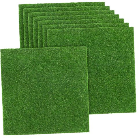 Warmhm Feuille De 8 Pièces Mousse Artificielle Gazon Artificiel extérieur Imitation Mousse de sphaigne Tapis d'herbe Gazon Artificiel décoratif Plastique Vert