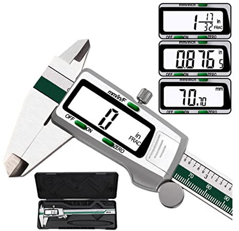 ZKLGS Calibre Digital, 0-150mm Digital Vernier Calibrador Calibre 6inch Acero Inoxidable Pachómetro de Metal electrónico Pachómetro Digital Calibrador de medición(DC02 with Fraction)