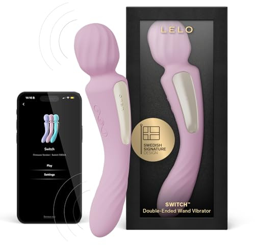 LELO Switch - App-Controlled Double-Ended Vibrator, 12 Settings, Soft Pink | This double-ended vibrator wand pairs app control with 12 pleasure settings for flexible, dual stimulation.