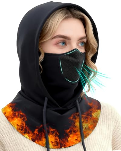 JOEYOUNG 3 in 1 Winter Thermal Balaclava Hood, Breathable Fleece Windproof Face Ski Mask with Ear Loops - Men Women Cold Weather