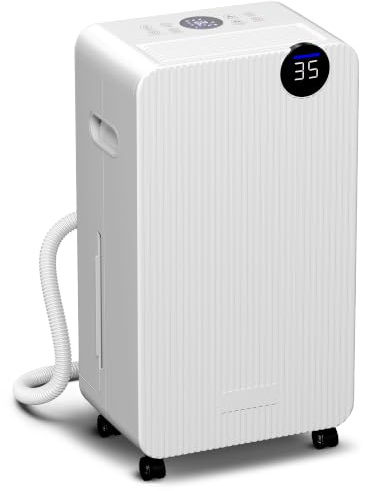 HOMCOM Deshumidificador 12L/día Depósito 2,1L Silencioso Eléctrico 12-25㎡ | 4 Modos, Pantalla LED, Temporizador, Apagado Automático, Bloqueo Infantil, Drenaje Continuo
