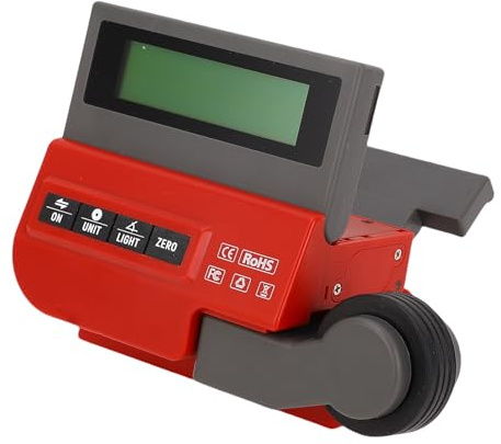 RASTKY Gehrungssägenkaliber, Hochpräziser Digitaler Entfernungsmesser für Holz- und Aluminiumprofile, Spannwerkzeug für 0–99 Mm, Geeignet für Verschiedene Streifenmaterialien, Großes LCD-Display, Rot
