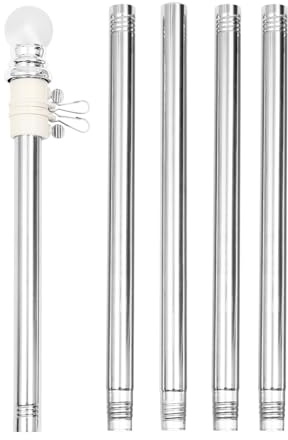 UKCOCO 6 Fuß Fahnenmast aus Rostfreiem Edelstahl mit Drehbaren Ringen und Wandhalterung Stabiler Fahnenmast für Garten Feiertage und Outdoor Anlässe