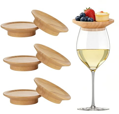 Ztolbriy 6 Stück Weinglas Topper Holz – Charcuterie Brett Topper, Stabiler Untersetzer für Vorspeisenteller, Desserts und Getränke, Ideal für Familienessen & Party Zubehör