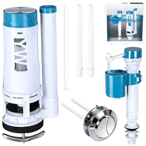 Toilet Flush System Replacement, SGZIOO Toilet Cistern Flush Parts with Dual Flush Valve, Adjustable Cistern Flush Replacement, Toilet Flush Valve, Dual Flush Toilet Cistern Kit for Drain Valve Repair