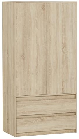 Framire Schrank B-9TIP Sonoma Eiche 90x51x180 cm – hoher Kleiderschrank mit Regalen & Schubladen, Mehrzweckschrank für Wohnzimmer, Schlafzimmer & Flur, Modern B-9TIP