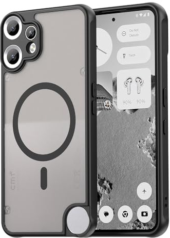 Techsuit für Nothing CMF Phone 2 Pro Hülle mit Magnetring, Transluzent Matt Finish, Stoßfest, Verstärkte Bumper, Anti Fingerabdruck, HaloFrost II Magnetic Series, PC TPU Hybrid, Schwarz