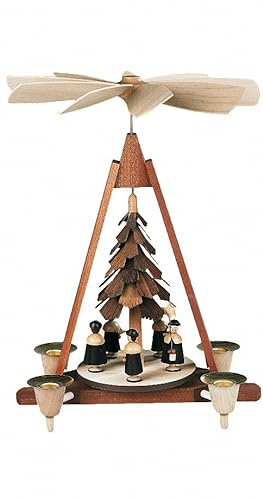 Müller Weihnachtspyramide Kurrende, 5 Figuren, 1-stöckig, 30 cm hoch, Natur, original Erzgebirge Seiffen
