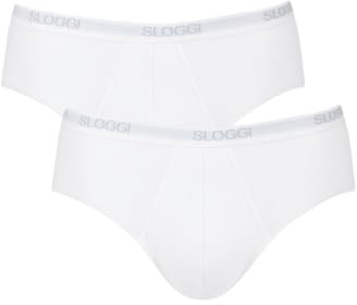 Sloggi Mens 2 Pack Basic Midi Brief in 2 Colours - 36 Mens - White