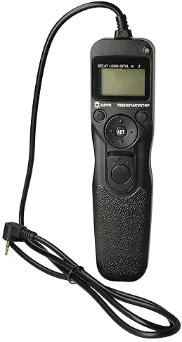 vhbw Fernauslöser Fernbedienung Kabel kompatibel mit Pentax K-m, K10D, K20D, K-7, K-3, K100D, K110D, K200D Kamera, Timer-Funktion