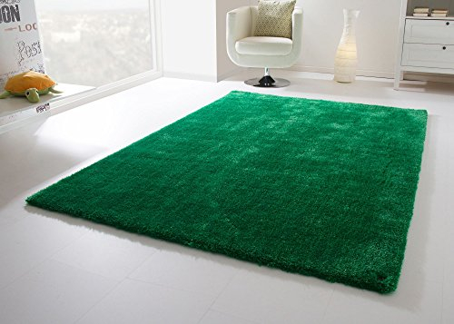 Steffensmeier Hochflor Teppich Grün 65x135 cm Shaggy Teppich für Wohnzimmer Schlafzimmer flauschig Tom Tailor