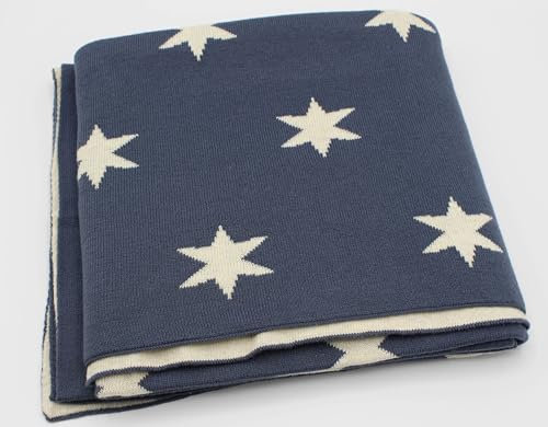 ClevereKids Baby Kuscheldecke Baumwolle Ökotex Standard 100 Einschlagdecke 90x110 cm (Big Star Blue Stone)