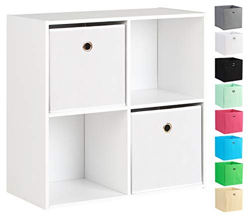 Hartleys White 4 Cube Unit and 2 Storage Boxes - Choice of Colour