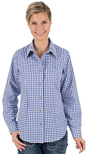 OS-Trachten Damen Trachtenbluse 150000-2602 blau 46