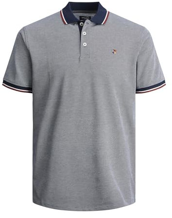JACK & JONES Herren Poloshirt JPRBLUWIN - Regular Fit S M L XL XXL Baumwolle, Größe:XXL, Farbe:Mood Indigo REG W. Whisper White 12169064