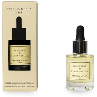 Cereria Molla 1899 | ätherisches Öl Raspberry & Black Vanilla | Glasflasche mit Tropfer, zarter Duft, perfekt für Diffusoren und Brenner | Premium | 30 ml