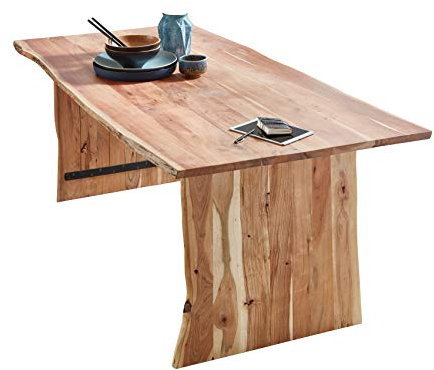 SAM Esszimmertisch 180x90 cm Henry, Akazienholz massiv & naturfarben, Baumkantentisch mit Holzgestell, Tischplatte 26 mm