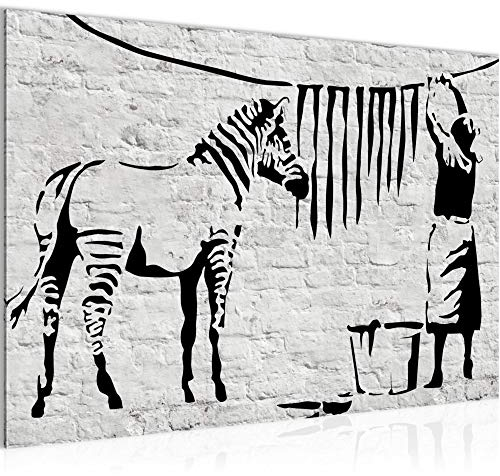 Runa Art Bild Washing Zebra Banksy Modern Wandbilder Loft Wohnzimmer 1 Teilig - Made In Germany - Graffiti Grau Flur 303215a