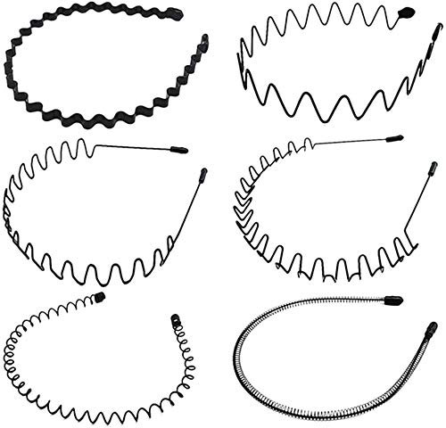 Goodchanceuk Lot de 6 serre-têtes ondulés antidérapants en métal pour homme et femme