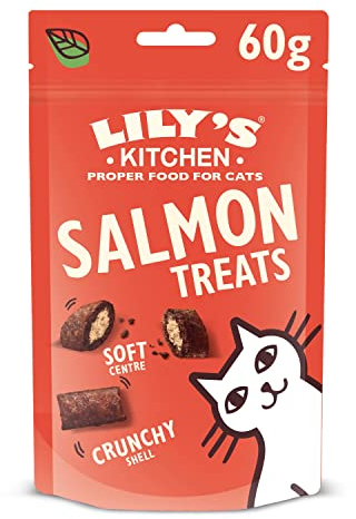 Lily’s Kitchen Mit natürlichen Zutaten hergestellt Leckerli-Packung für ausgewachsene Katzen Komm´her Kätzchen mit Lachs Getreidefreie Rezeptur 10 x 60g